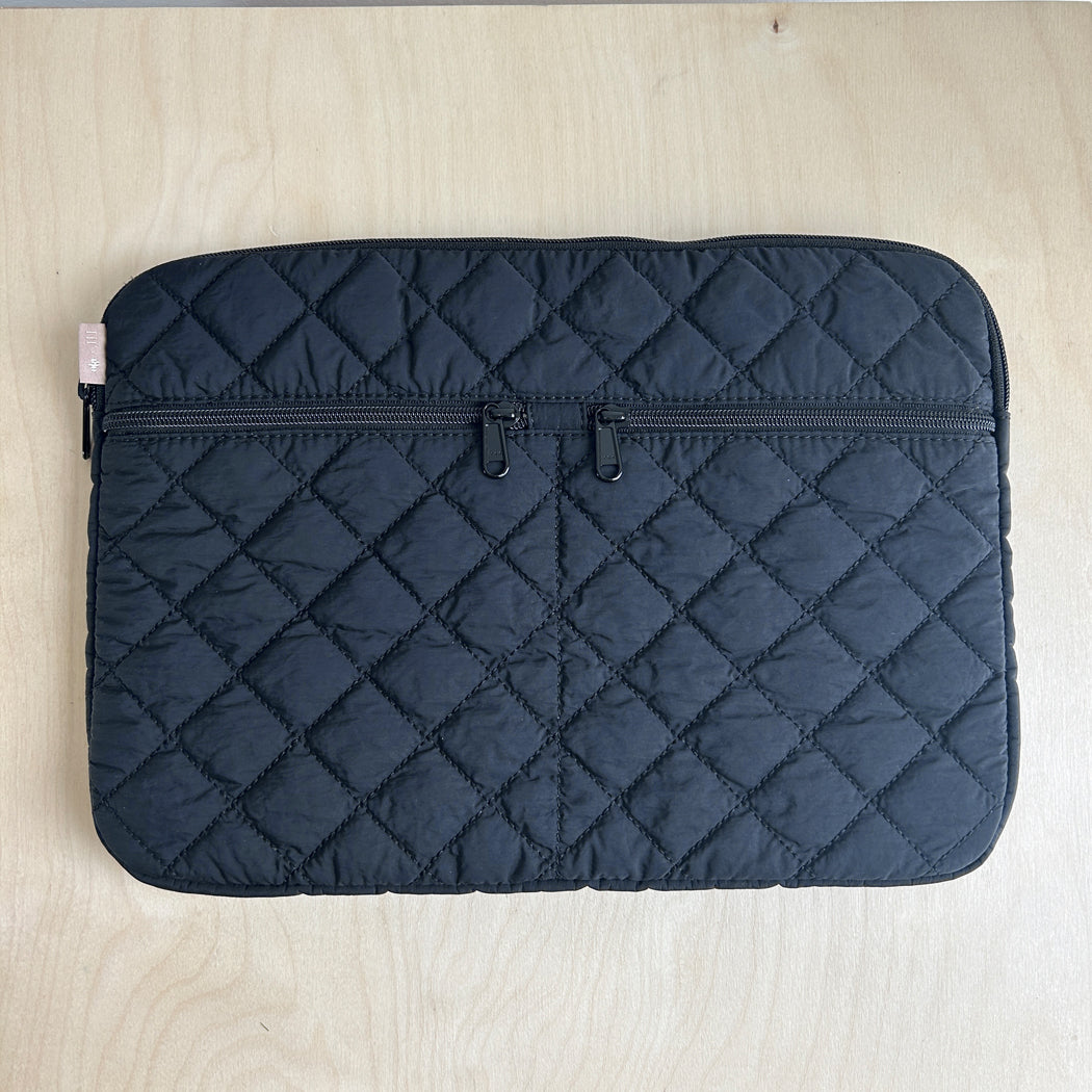Quilted laptop sleeve  - black 13"