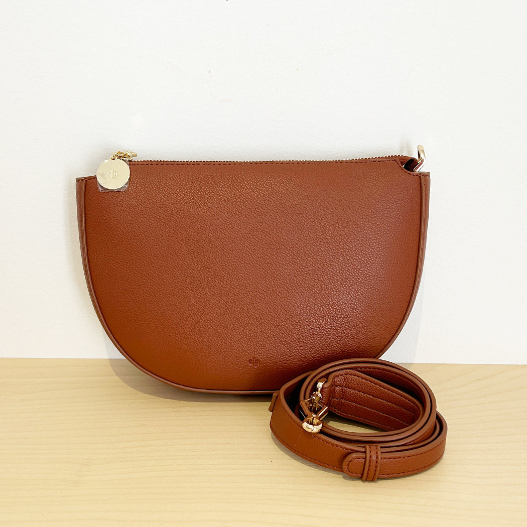 Crescent Bag with zip closure - Tan Pebble Sample Sale