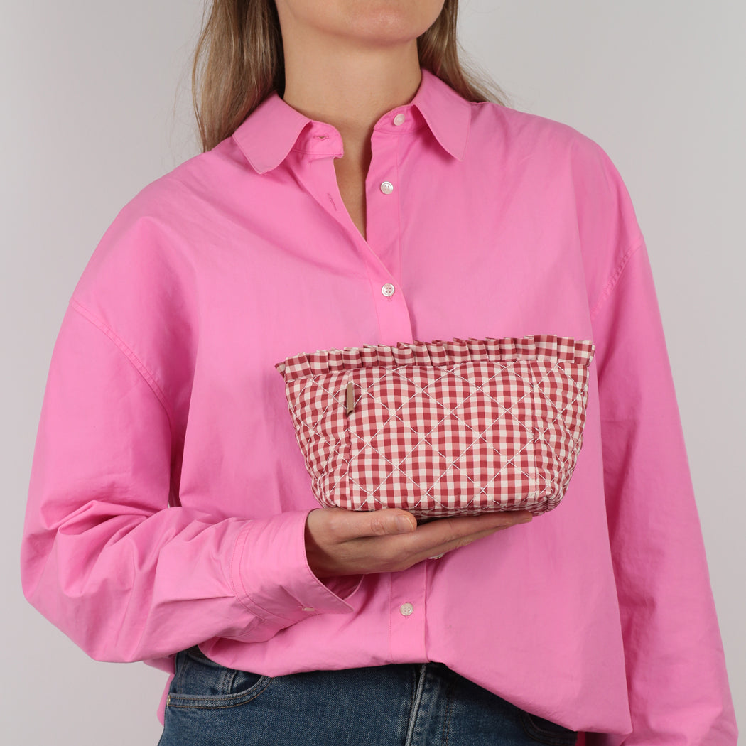 ela x Jillian Harris - Ruffle Mini Cosmetic Case - Red Gingham Print
