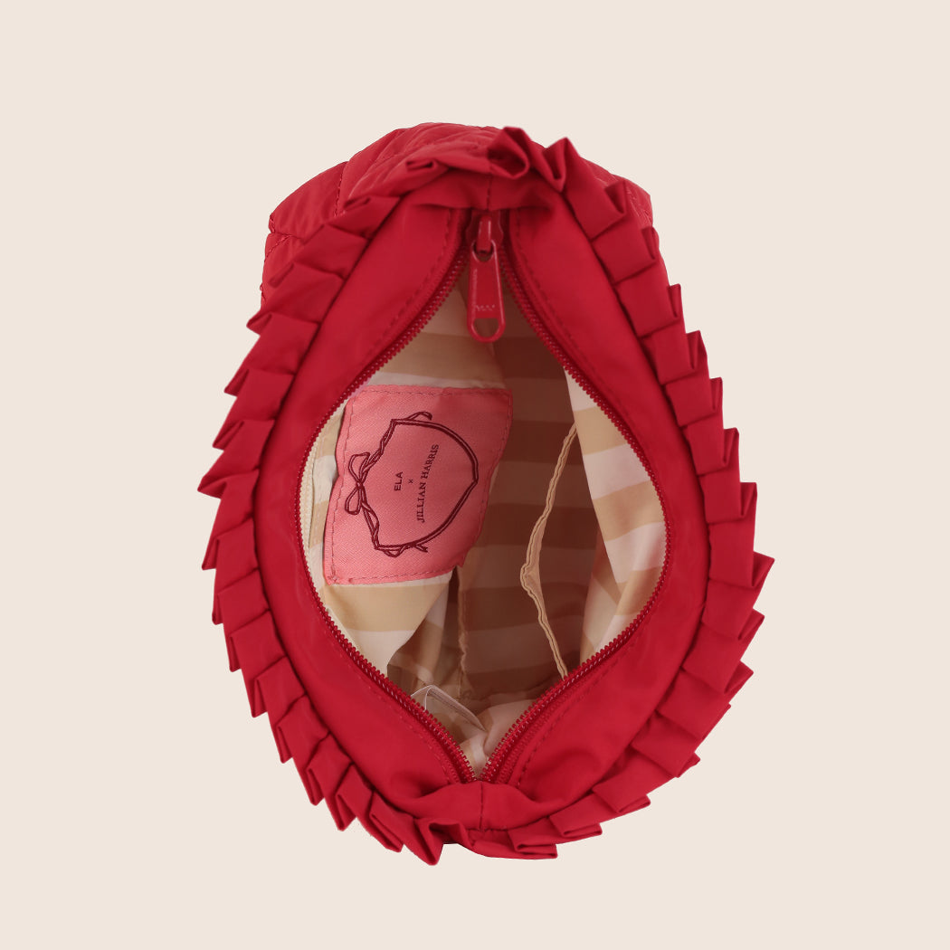 ela x Jillian Harris - Ruffle Mini Cosmetic Case - Red