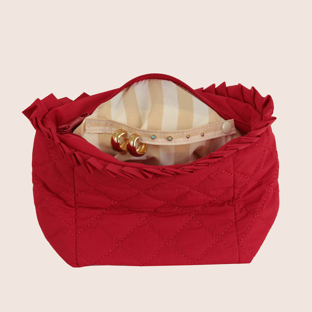 ela x Jillian Harris - Ruffle Mini Cosmetic Case - Red