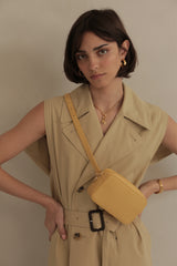 Micro Belt Bag – Yellow Pebble with Gold Hardware