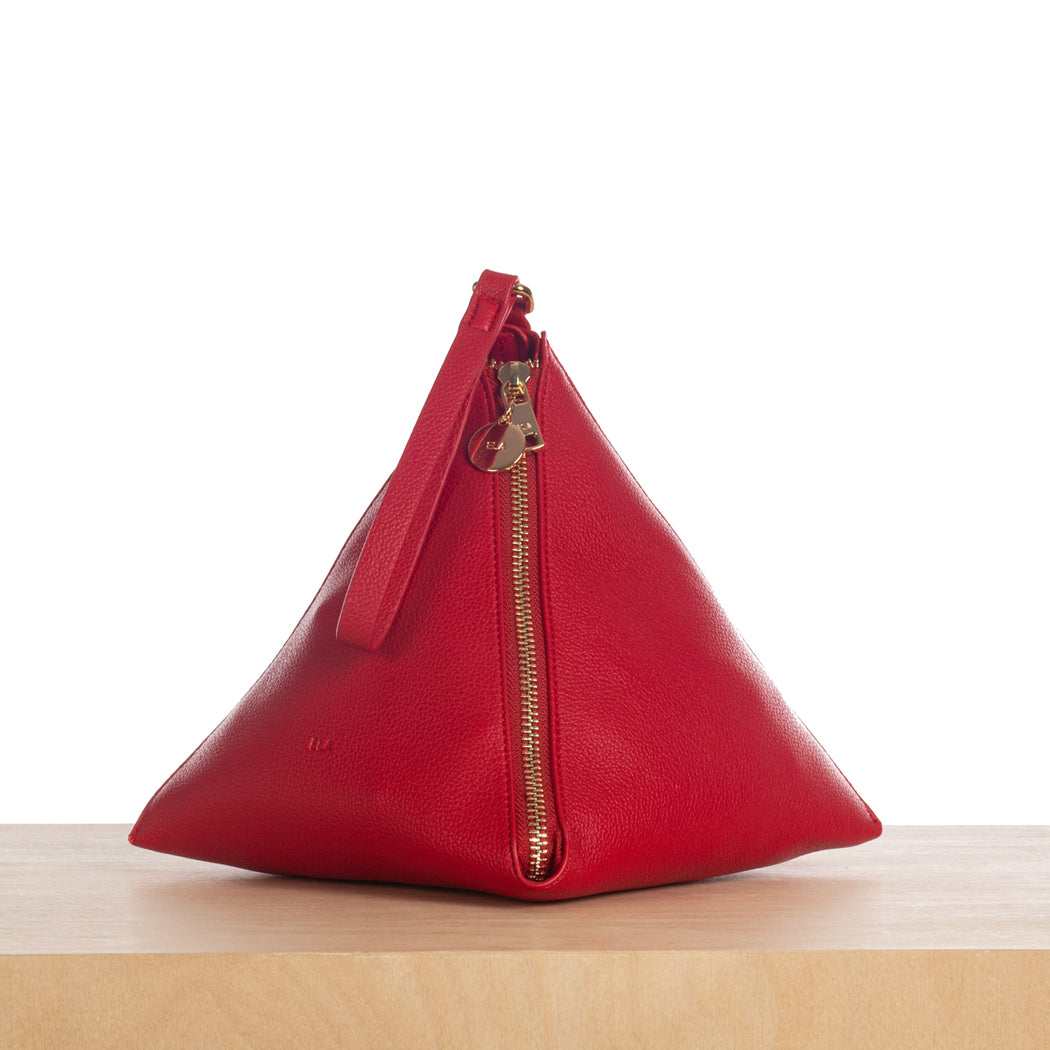 Pyramid Clutch - Red Pebble