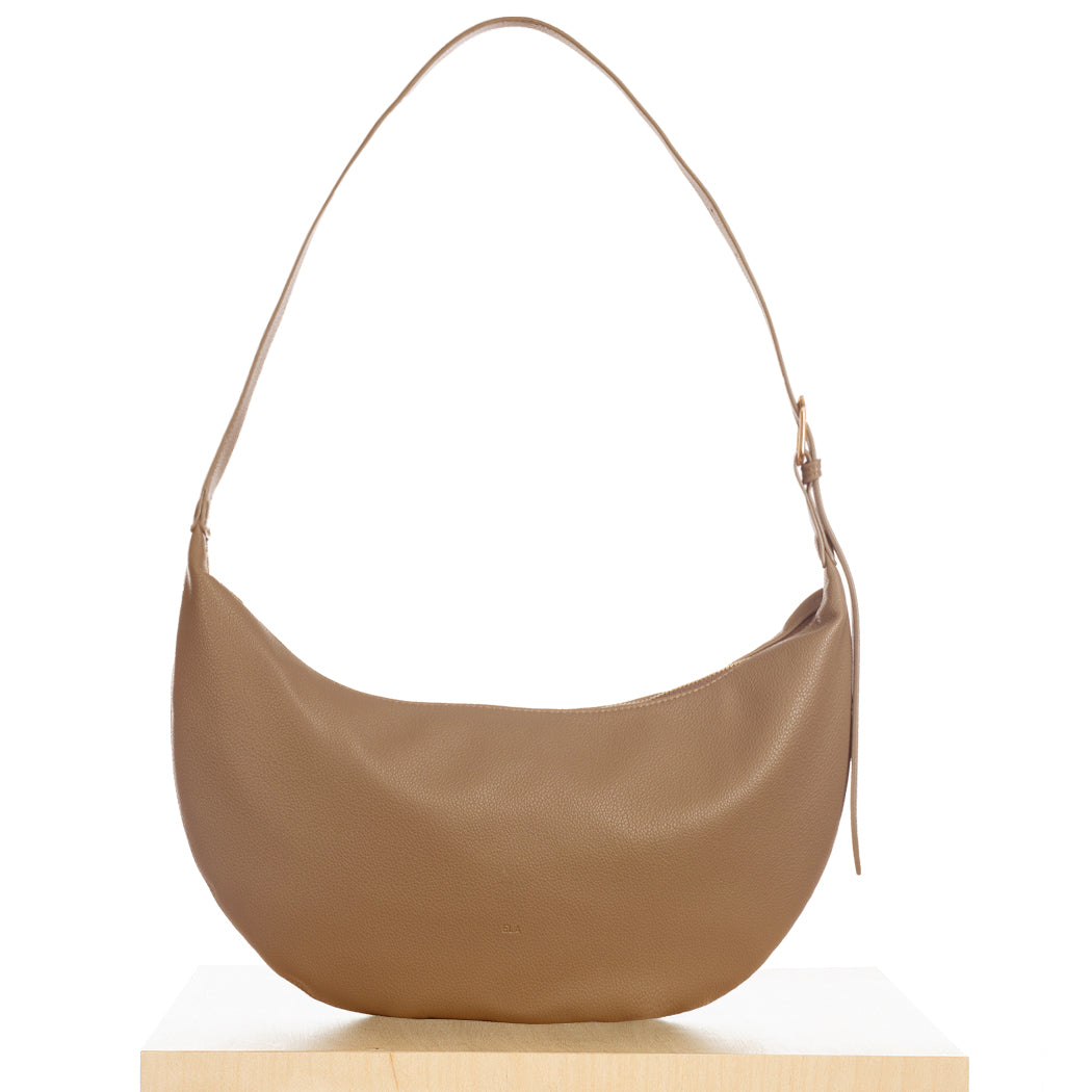 Slouchy Crossbody Bag - Khaki Pebble