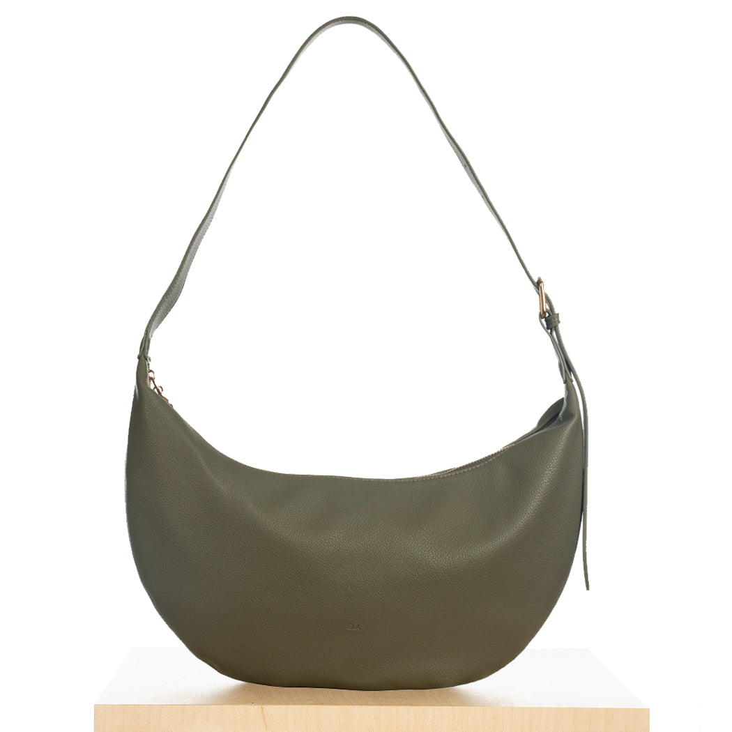 Slouchy Crossbody Bag - Olive Pebble