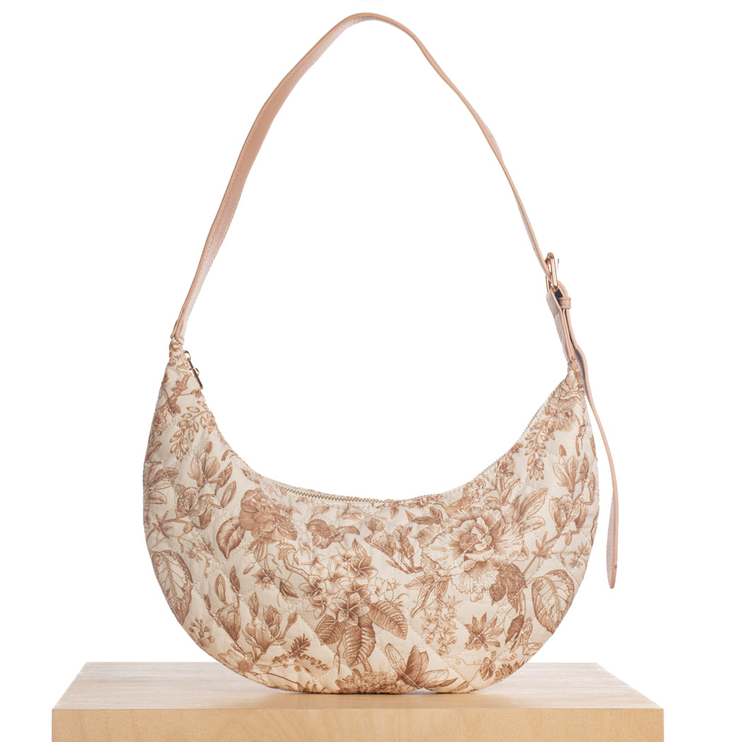 Slouchy Crossbody Bag - Toile Print Quilted