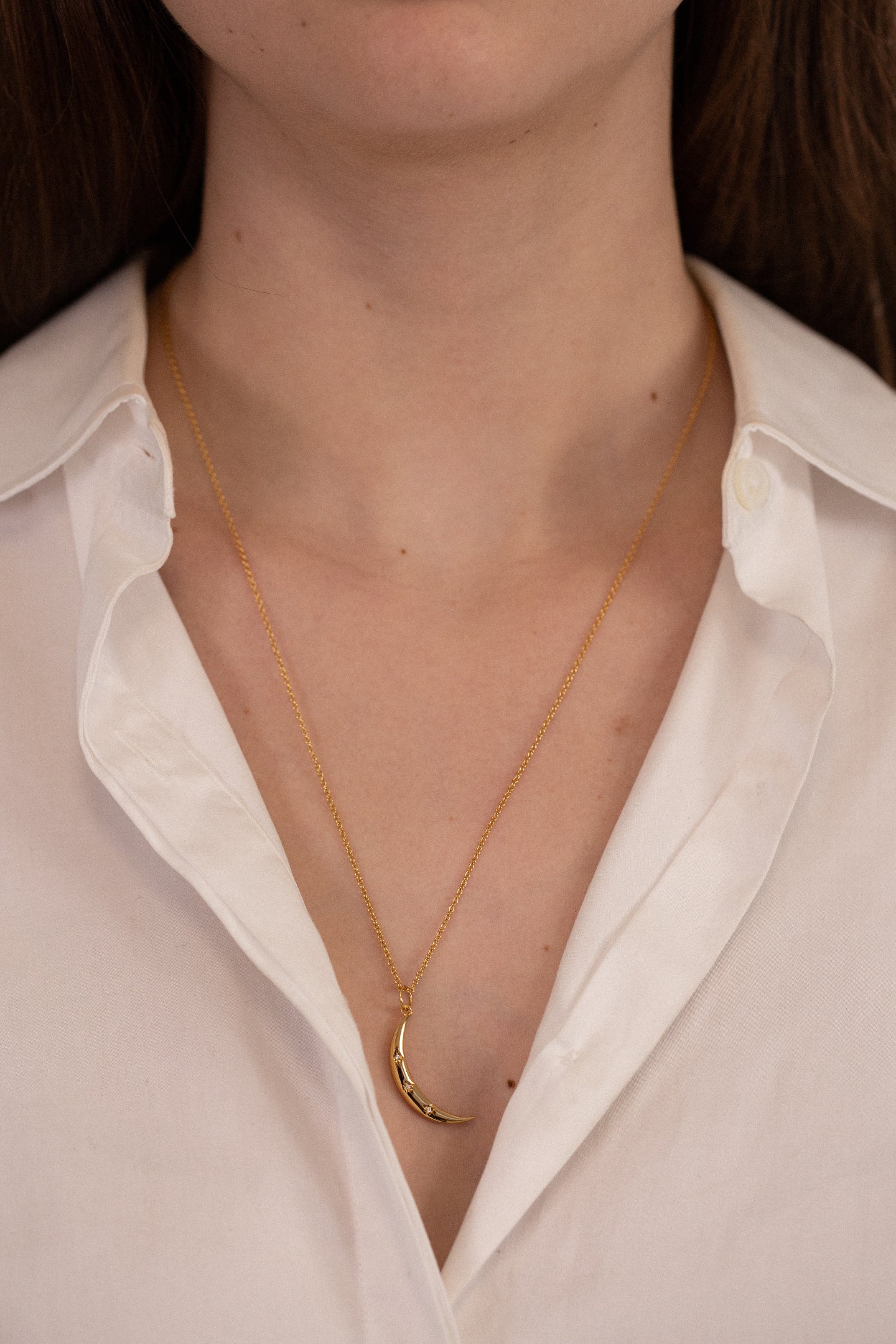 Crescent Moon with Cable Chain Necklace - SAMPLE SALE