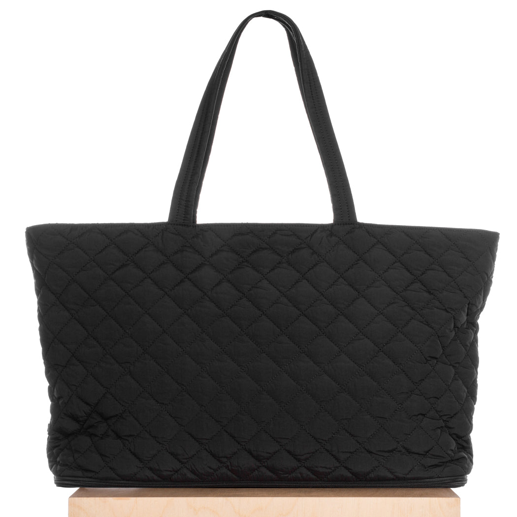 Quilted Expandable Tote –  Black