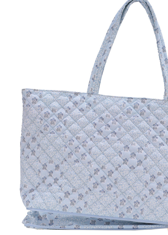Quilted Expandable Tote - FLORAL PATCH PRINT