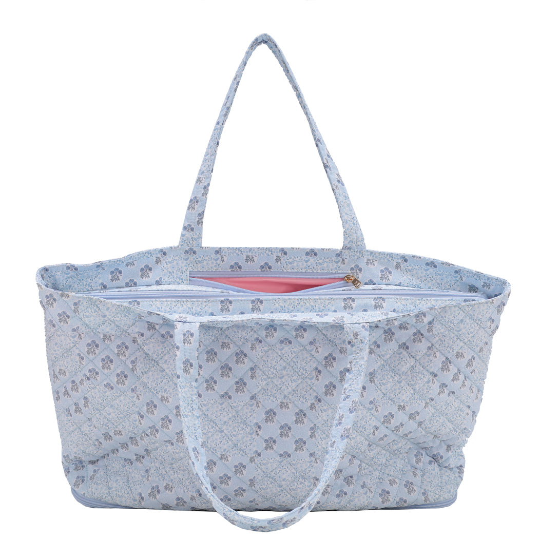 Quilted Expandable Tote - FLORAL PATCH PRINT