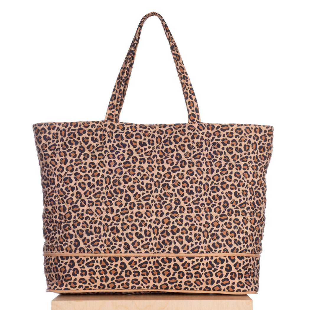 Quilted Expandable Tote –  Leopard Print