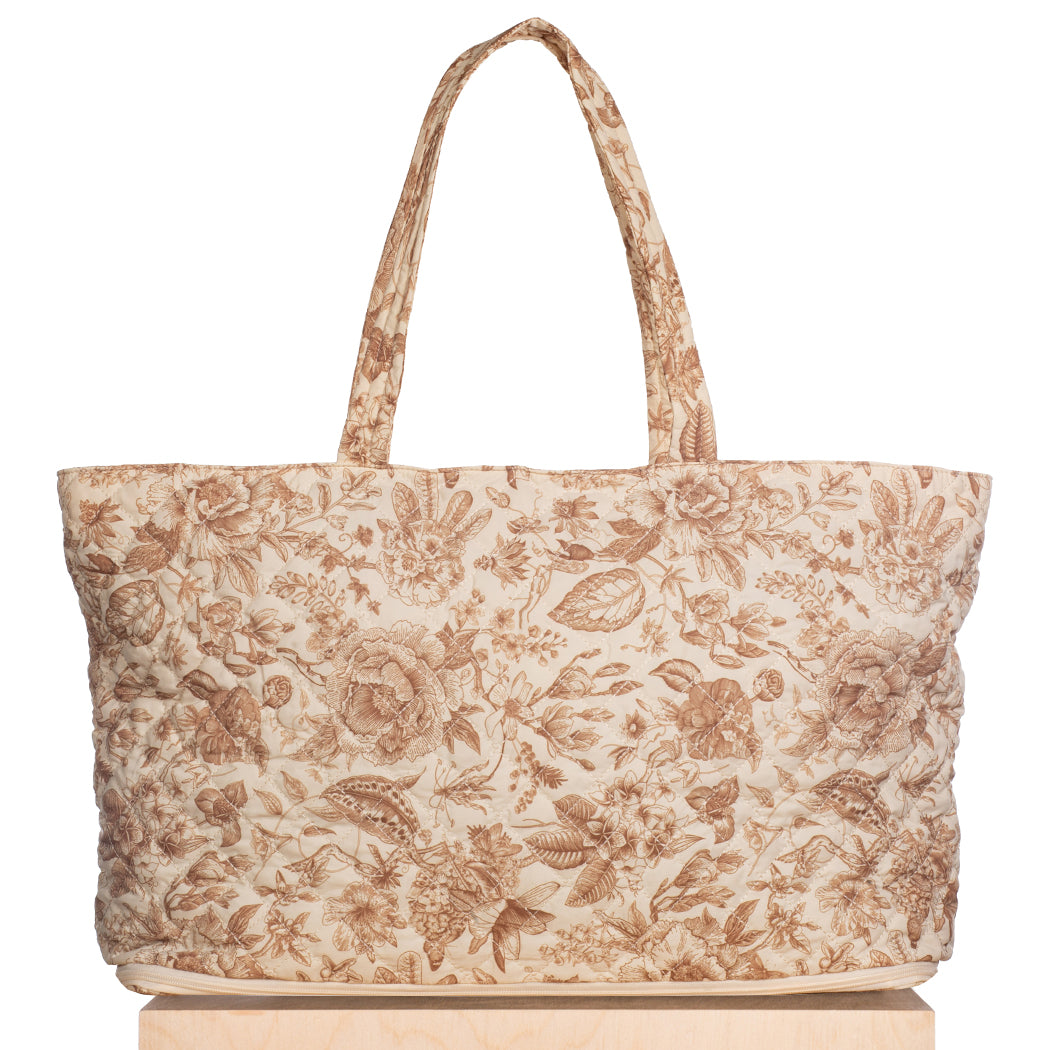 Quilted Expandable Tote –  Toile Print