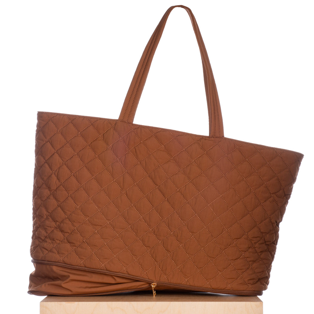 Quilted Expandable Tote –  Walnut