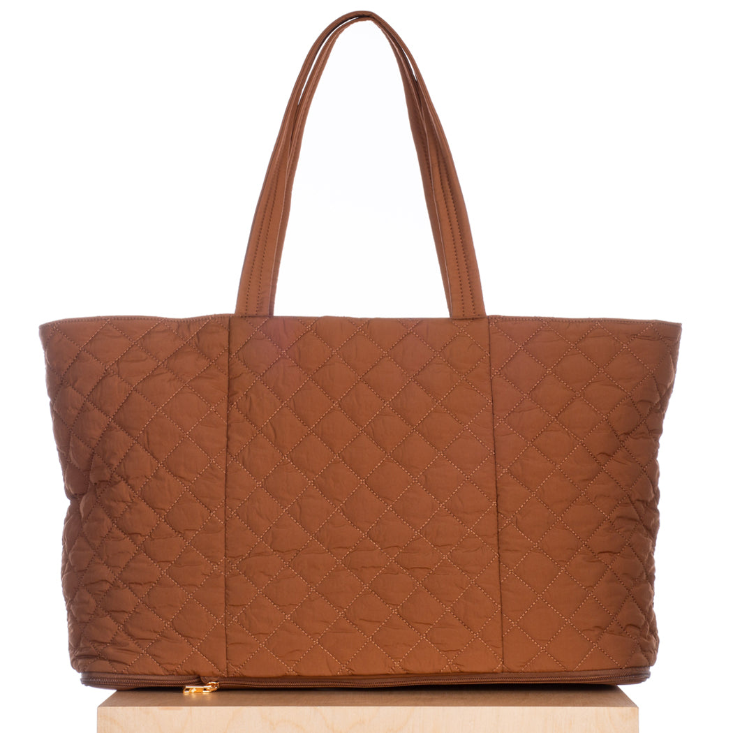 Quilted Expandable Tote –  Walnut