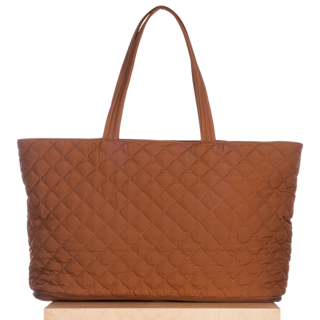 Quilted Expandable Tote –  Walnut