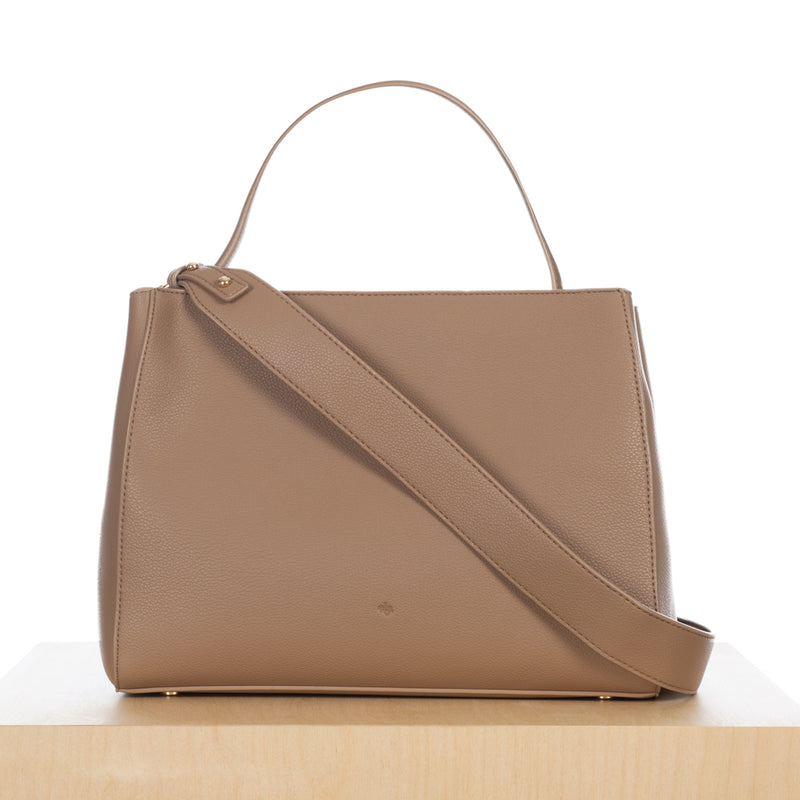 Lady Bag – Cappuccino Pebble with Zipper Closure