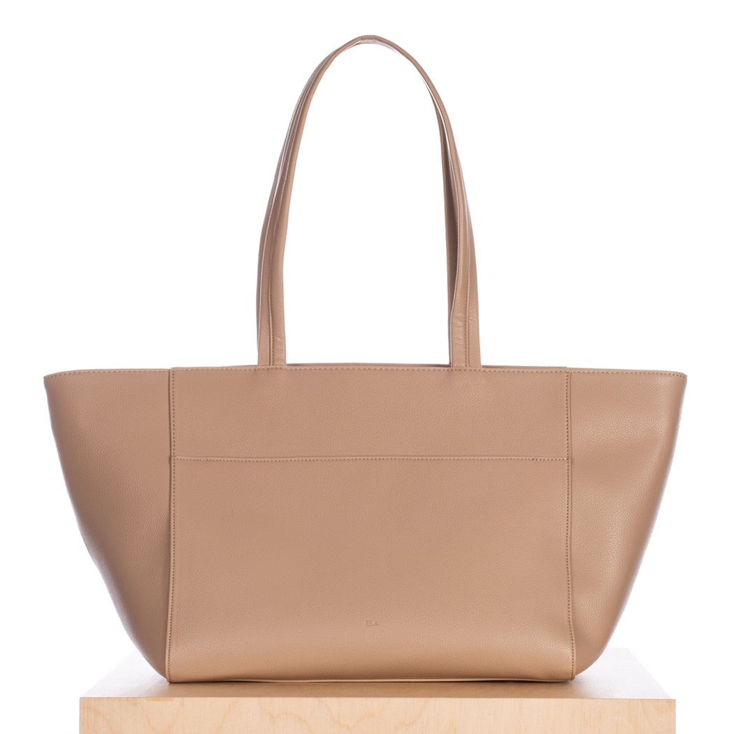 Medium Zipper Tote – Beige Pebble