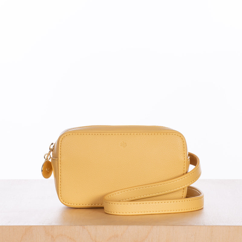 Micro Belt Bag – Yellow Pebble with Gold Hardware