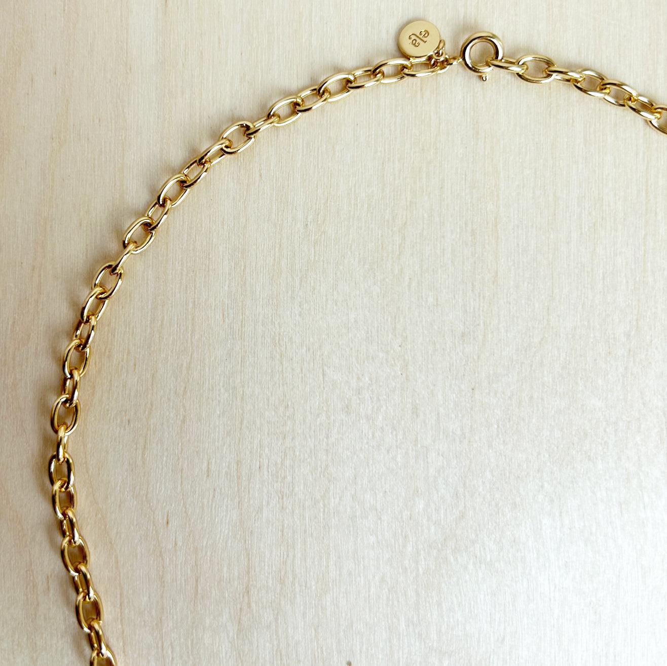 Long and chunky cable chain necklace with moon charm 59.5cm - Sample Sale