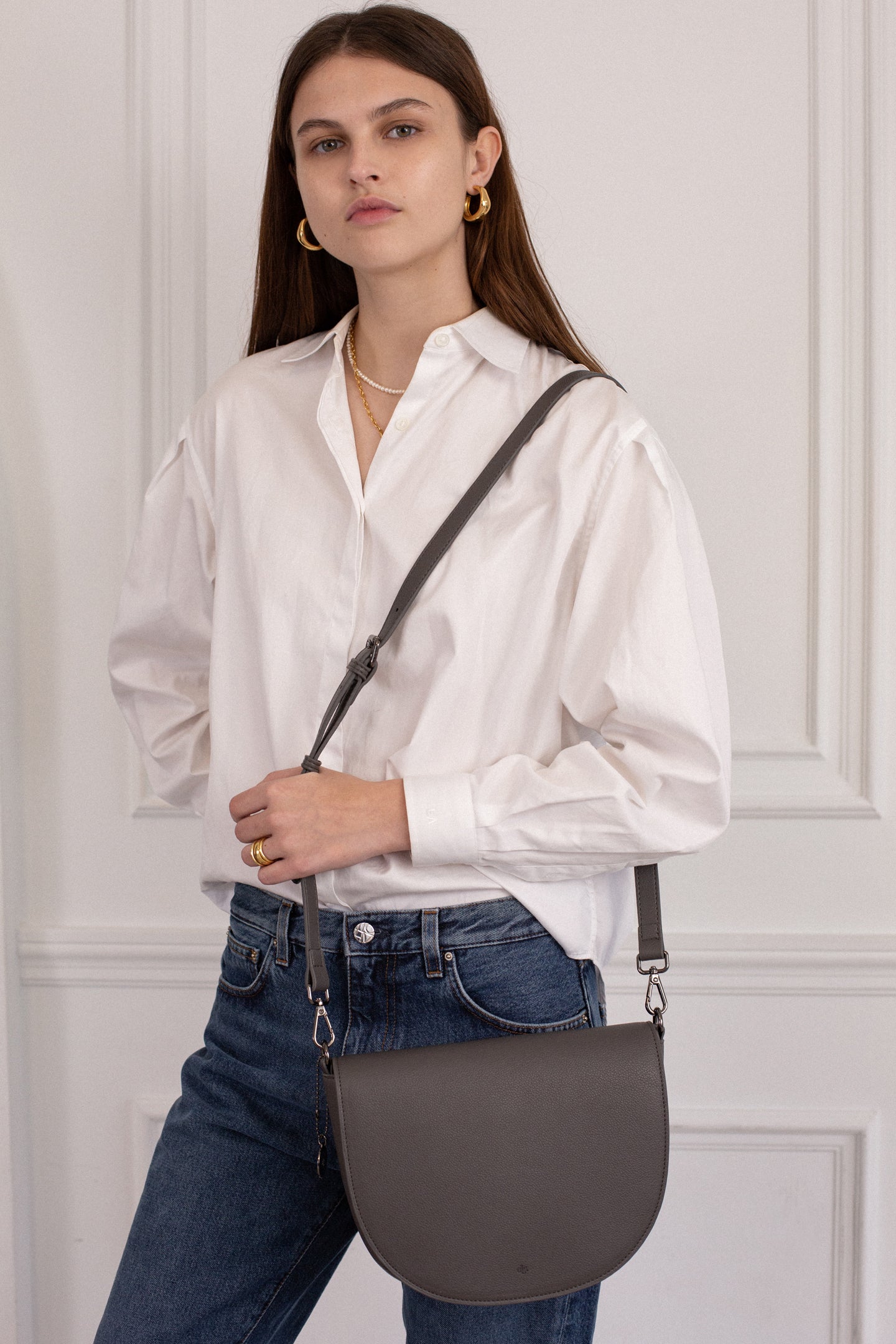 Grey saddle bag on sale