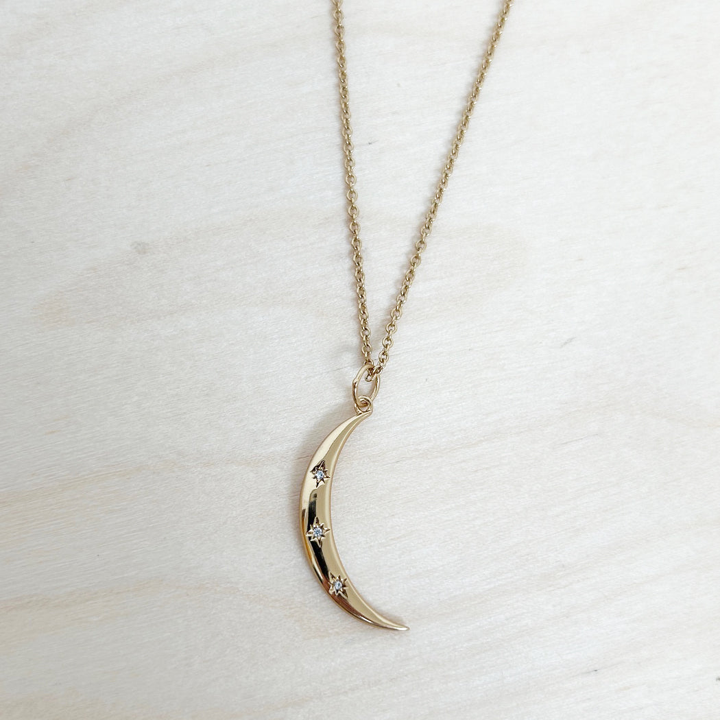 Crescent Moon with Cable Chain Necklace - SAMPLE SALE