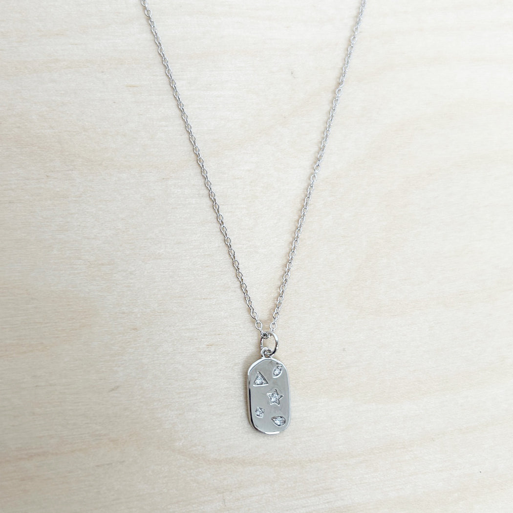 SCATTER MOTIF DOG TAG CHARM with necklace - sample