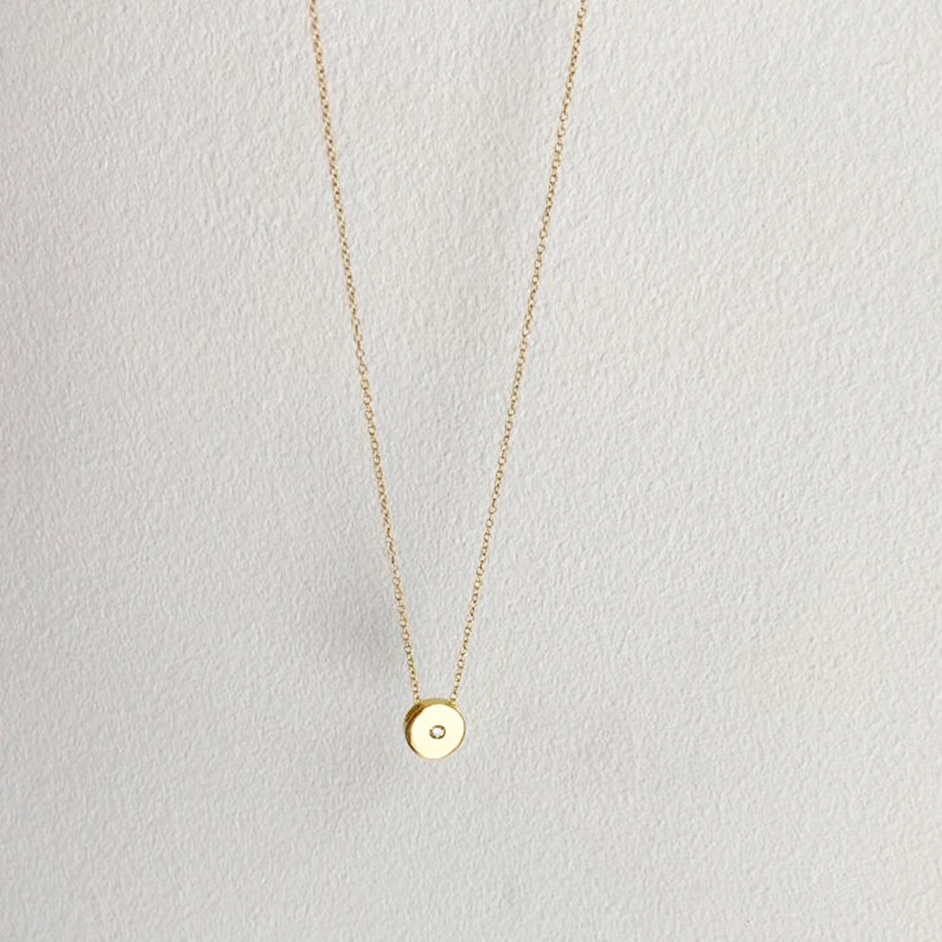 Invisible Disc charm necklace - adjustable cable chain length