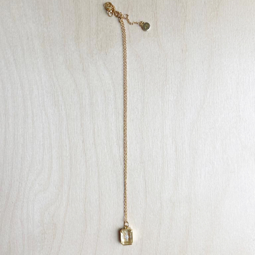 Starburst clear vitrine glass charm necklace - adjustable cable chain
