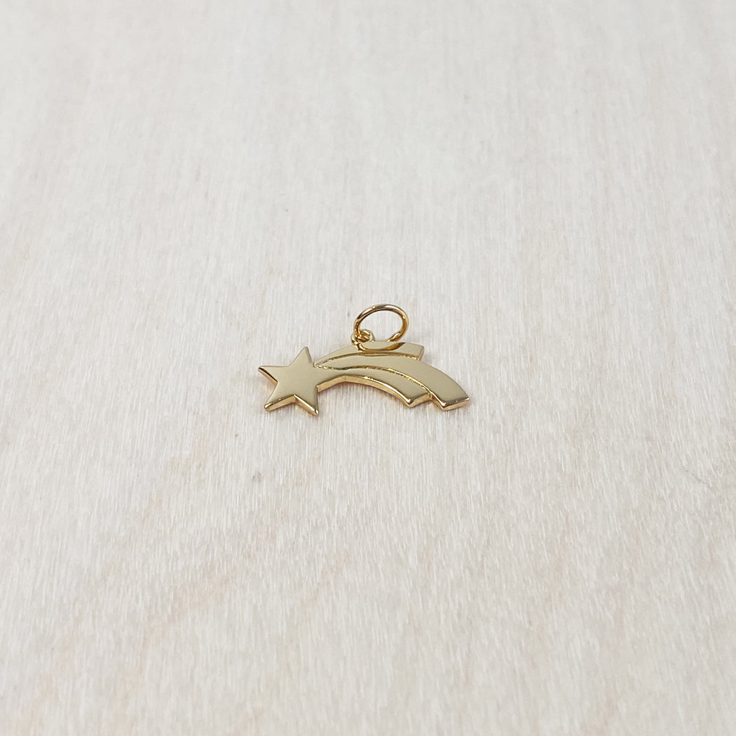 Shooting Star Charm - Recycled Sterling Silver Coated in 18K Gold