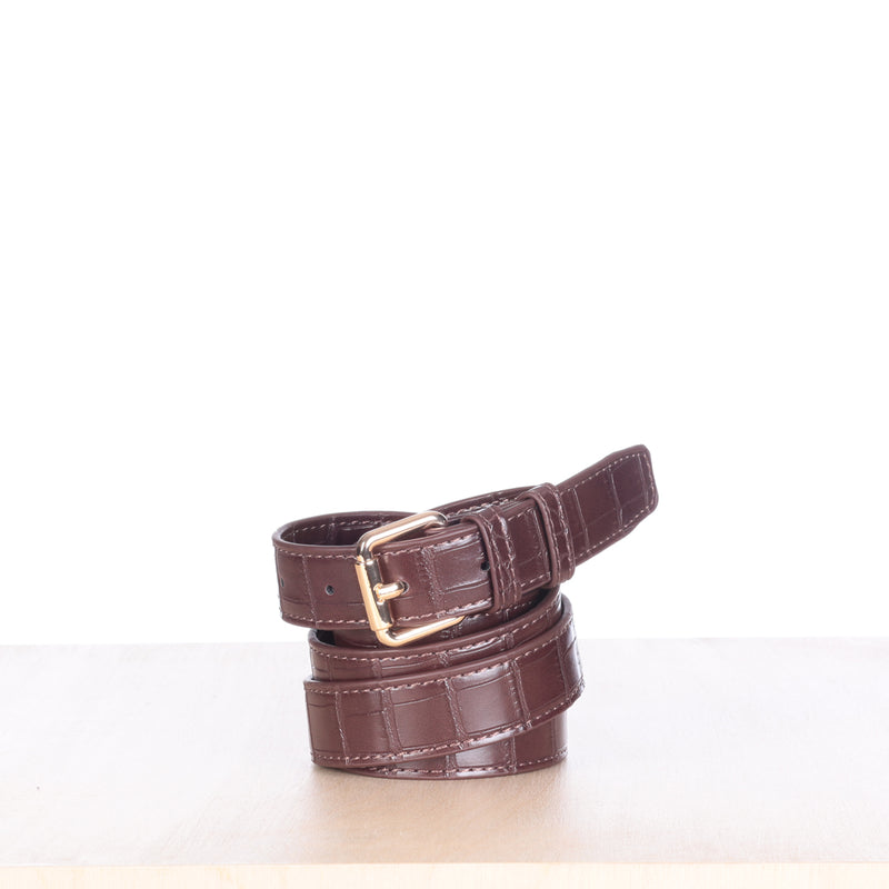 Chocolate Croc Effect Belt Strap (L/LXL)
