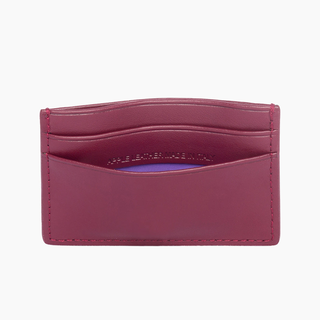 Apple Leather Card Holder - Wine