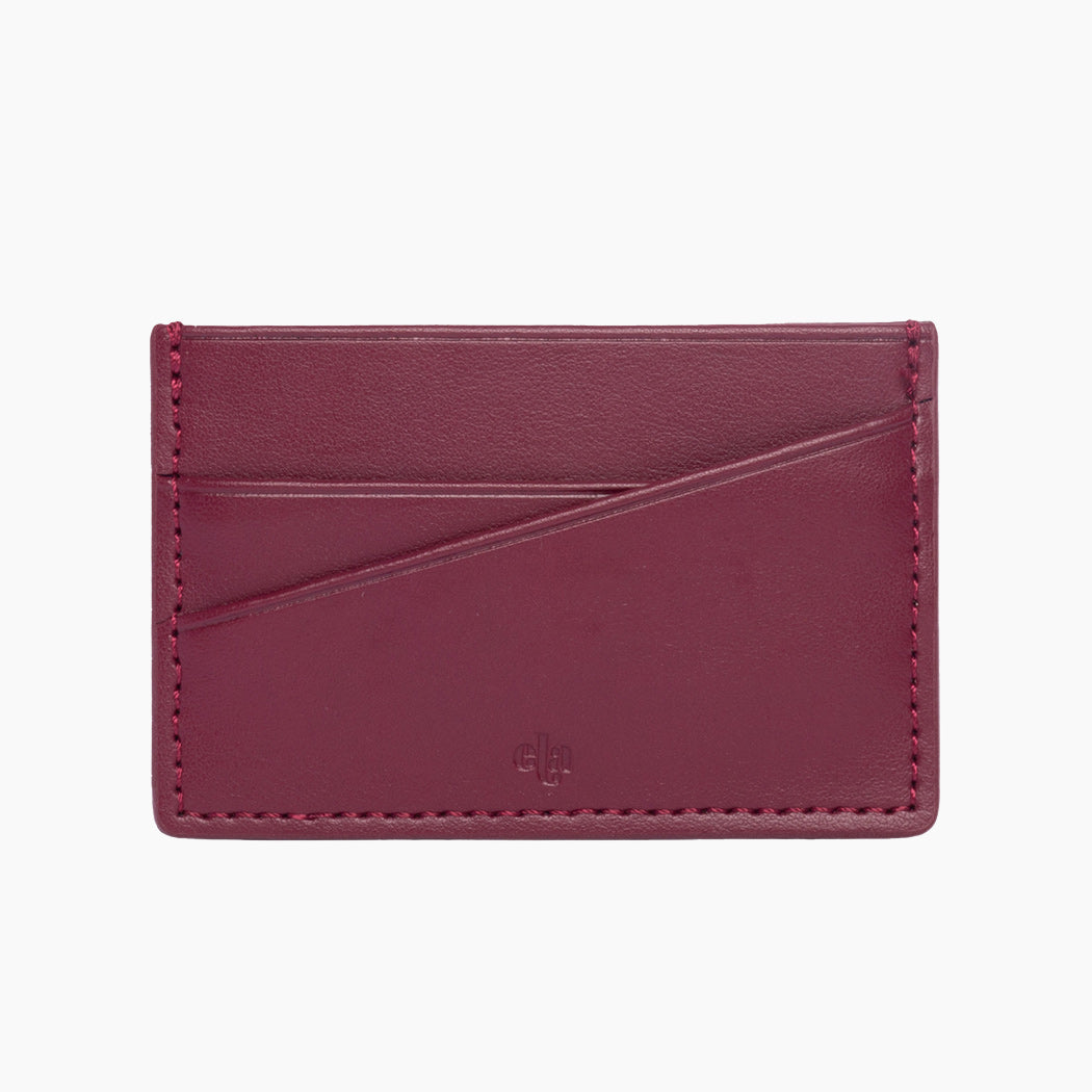 Apple Leather Card Holder - Wine