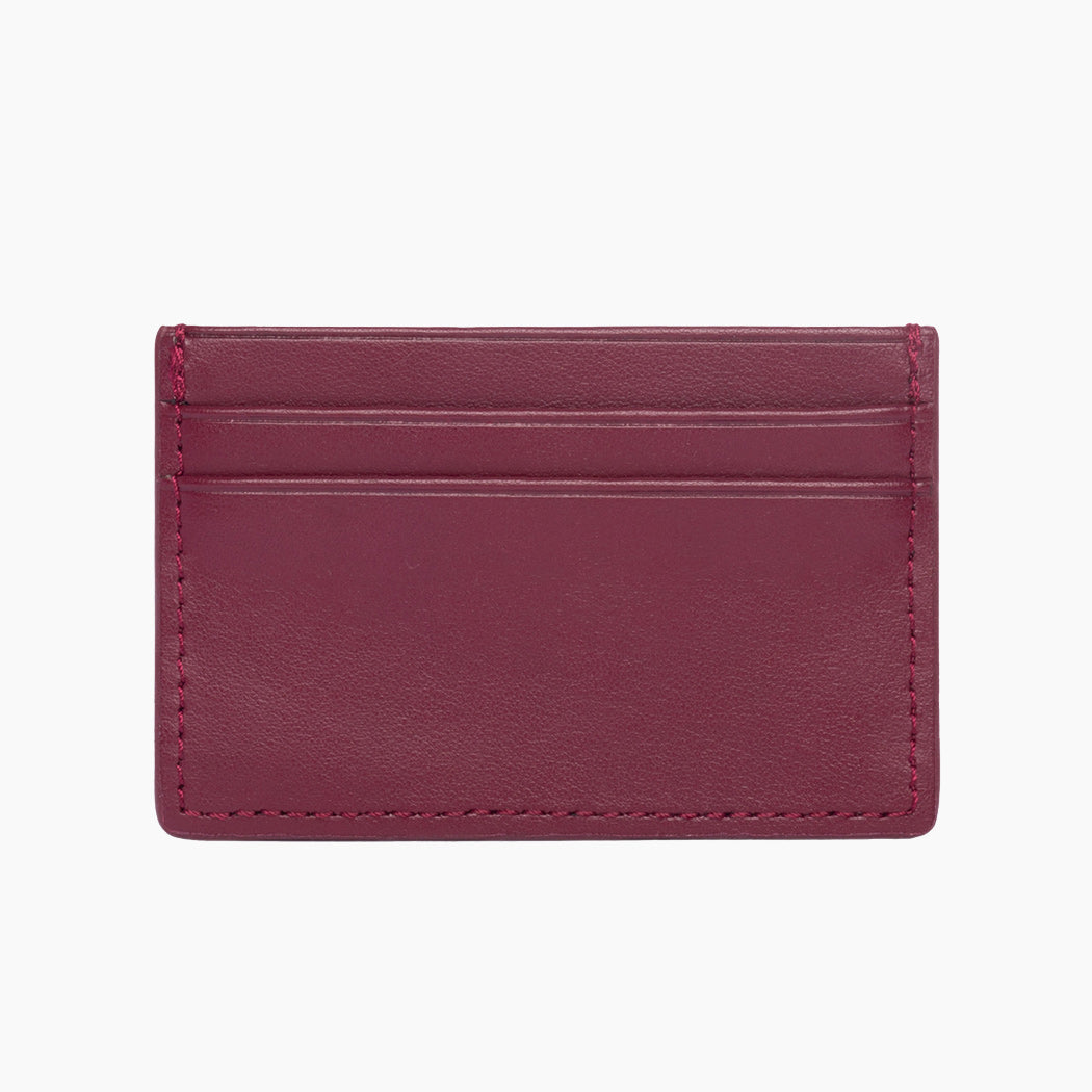 Apple Leather Card Holder - Wine