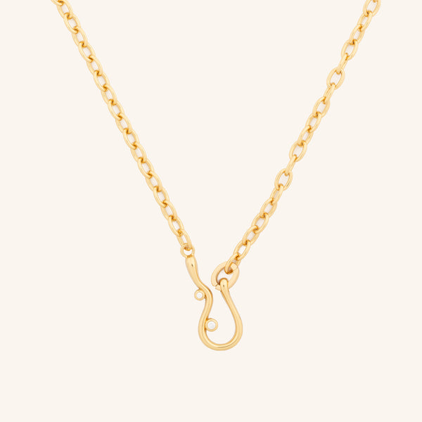 Flow Hook Stone Detail Necklace - 45cm