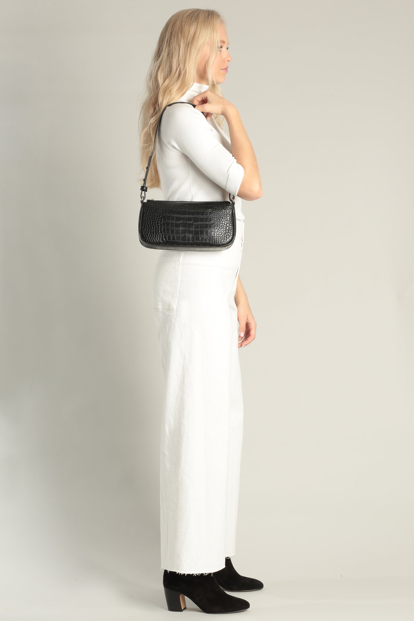 Black croc 2024 shoulder bag